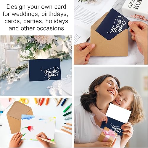 Miniatura 7 de Joyberg 34 tarjetas de agradecimiento con sobres, tarjetas de agradecimiento en blanco para baby shower, sobres de papel marrón y calcomanías, notas