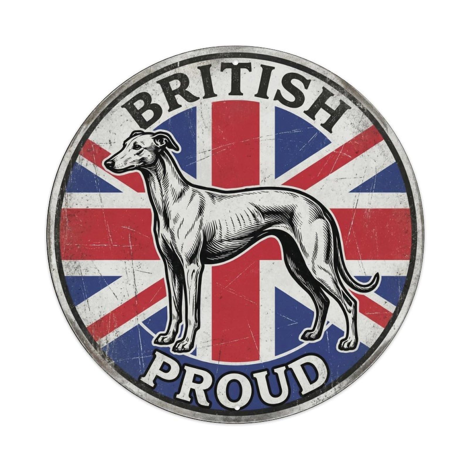British Proud Greyhound Pet Breed Heritage Emblem Metal Tin Sign