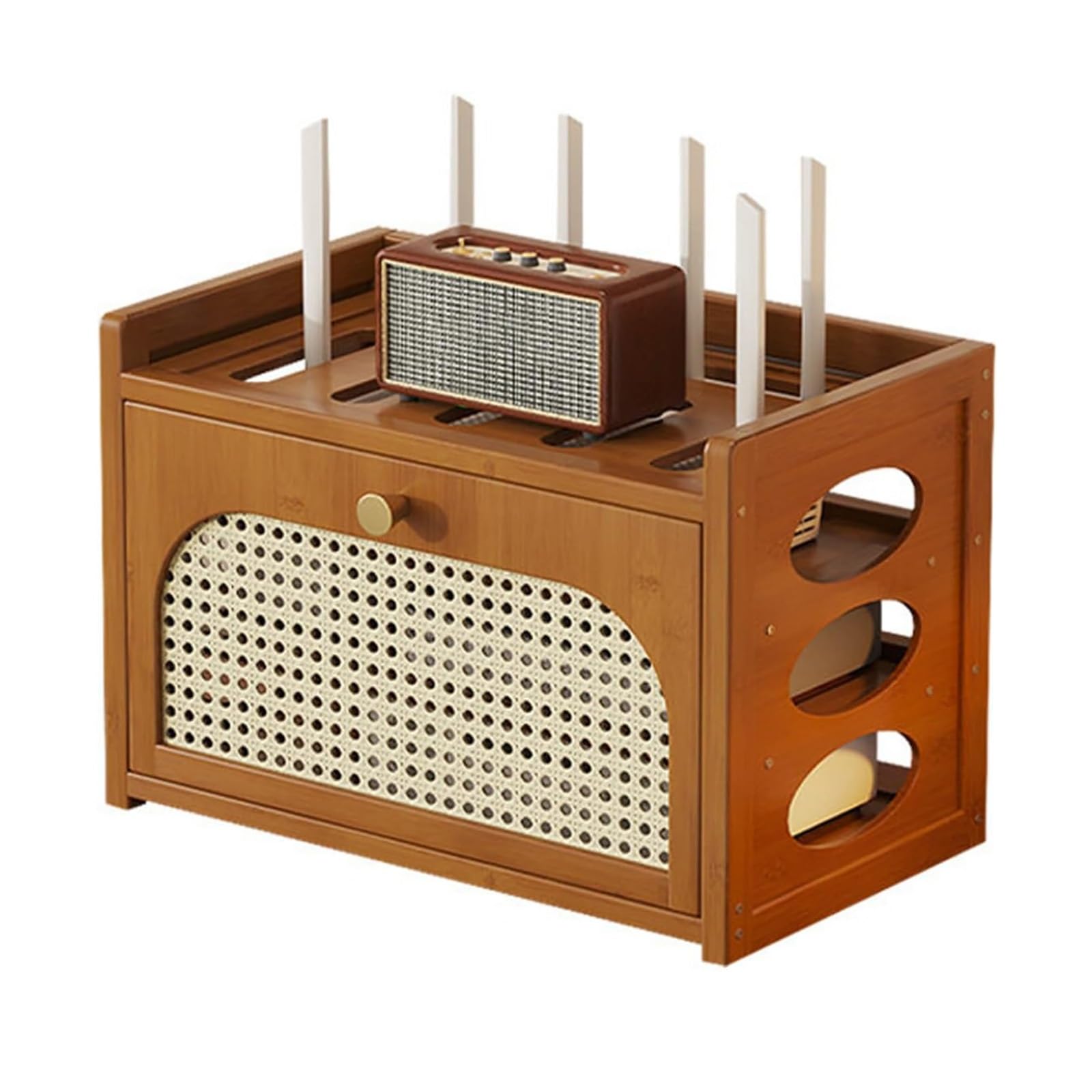 Mueble de almacenamiento para enrutador WiFi con acabado decorativo
