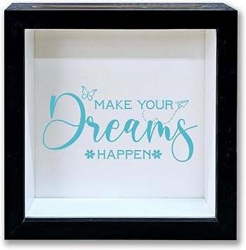 Adventure Fund Shadow Box Frame, Travel Fund Money Box with Slot, Make Your Dream Happen Themed Adventure Memory Box, Inspirational Keepsake Box Gifts for Women, Decorative Wooden Money Savings -09