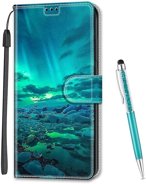 MadBee Compatible with Samsung Galaxy A10 Case, Full Body Colorful Pattern Design Flip Magnetic Detachable PU Leather Wallet Case Cover for Samsung Galaxy A10 (Aurora)