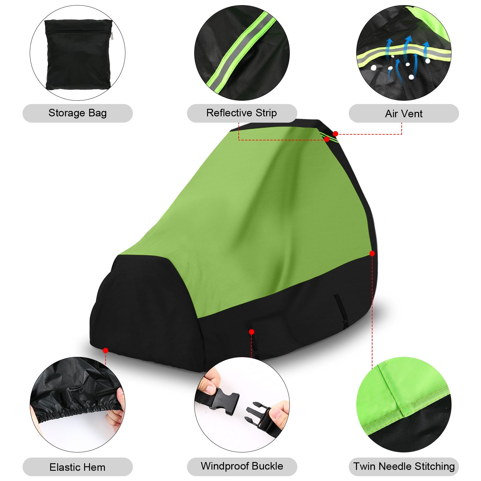 Cubierta para cortacésped de giro cero con bolsa y accesorio ROPS, impermeable, resistente, se adapta a cubiertas de cortacésped de hasta 60 pulgadas, poliéster Oxford 600D resistente a los rayos UV y