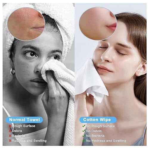 Miniatura 5 de Lily Bell - Toallas faciales de algodón (110 unidades), 100% algodón, sin perfume, suaves, para uso seco y húmedo, piel sensible, color blanco