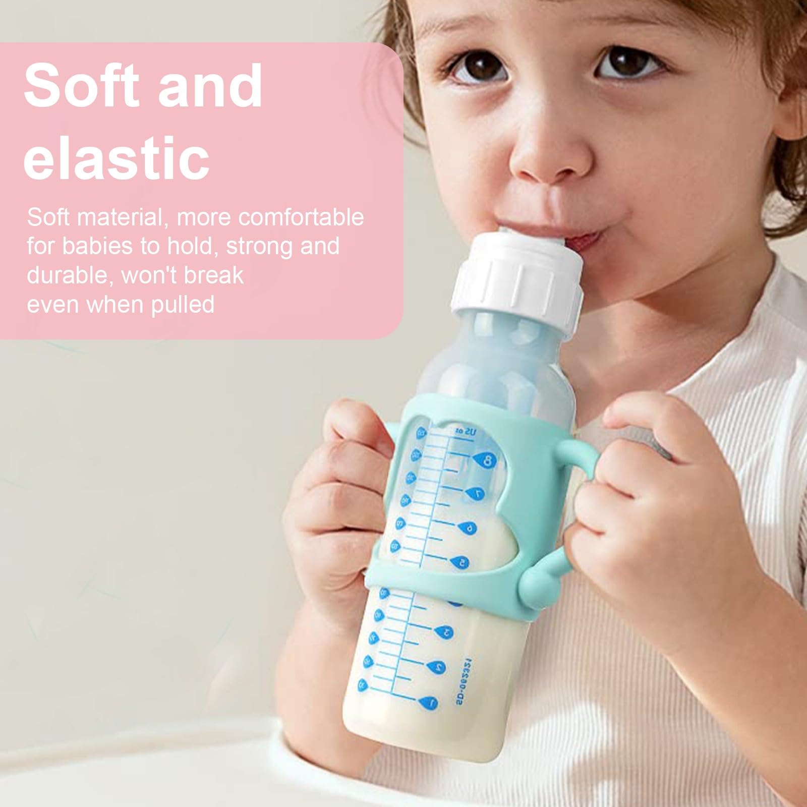 2 Pezzi Manici per Biberon, Maniglia per Bottiglia di Ampio Calibro, Impugnatura per Biberon Silicone, Baby Feeding Portaborraccia, per Biberon con Diametro Esterno Superiore a 5cm, per tenere