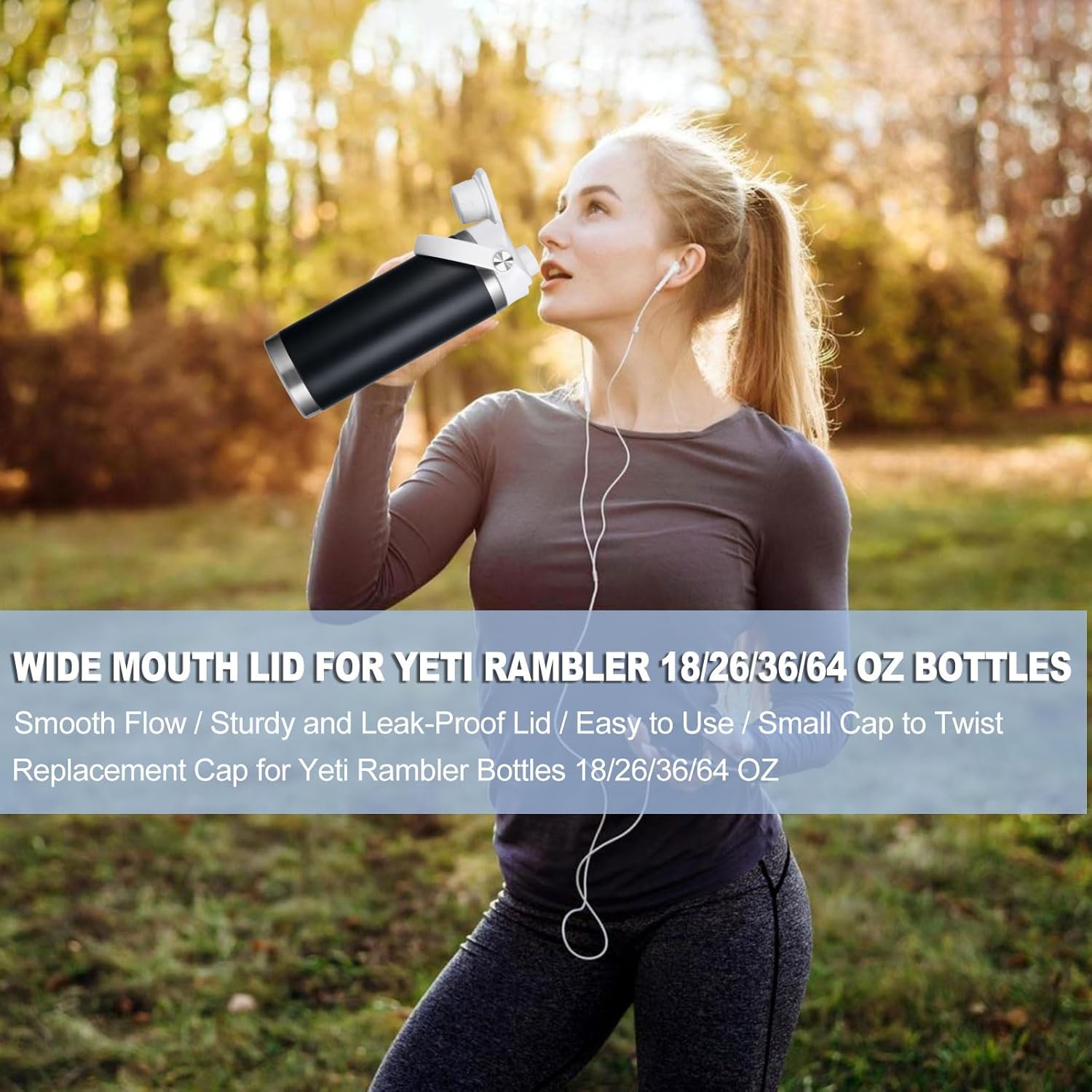 Lid for Yeti Rambler 12 18 26 36 64 oz, Cap with Flexible Handle, Replacement Chug Lids for Yeti 18oz 26oz 36oz 64oz Rambler Water Bottle Top Accessories - Image 2