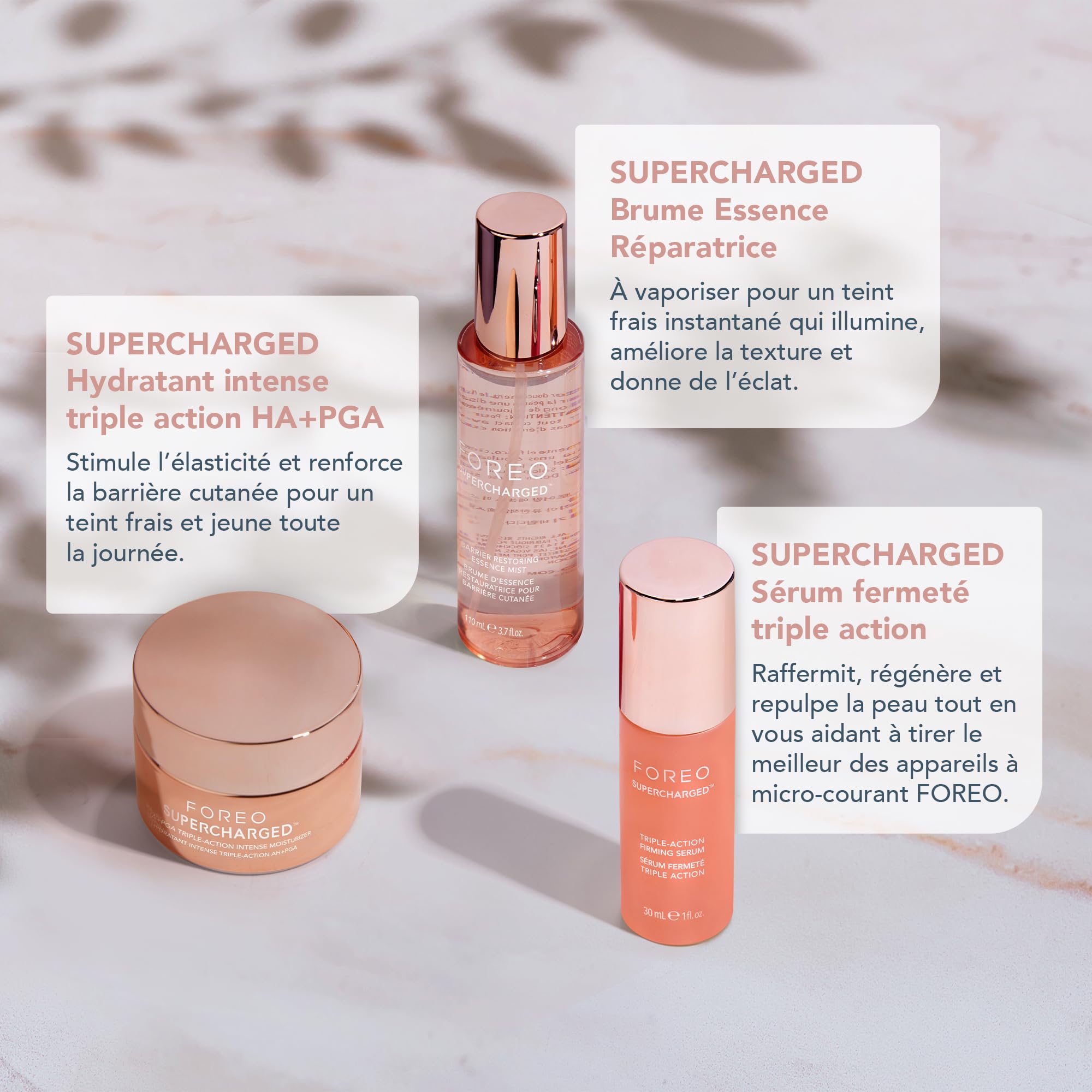 FOREO SUPERCHARGED Sérum raffermissant triple action - Gel conducteur - Acide hyaluronique et squalane - Sérum hydratant visage intense - Végan et sans cruauté - Toutes peaux - 30 ml