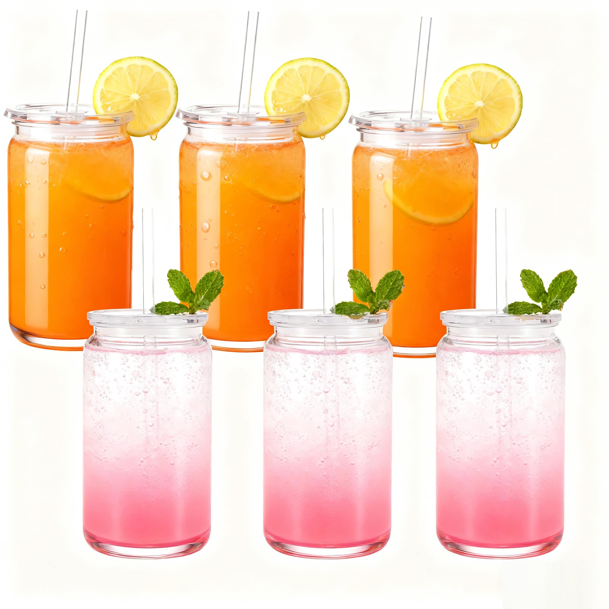 Yisituo 500ml Plastic Cups with Lids and Straws, Reusable Iced Coffee Cups, BPA Free for Smoothies Hot/Cold Drinks, Cola