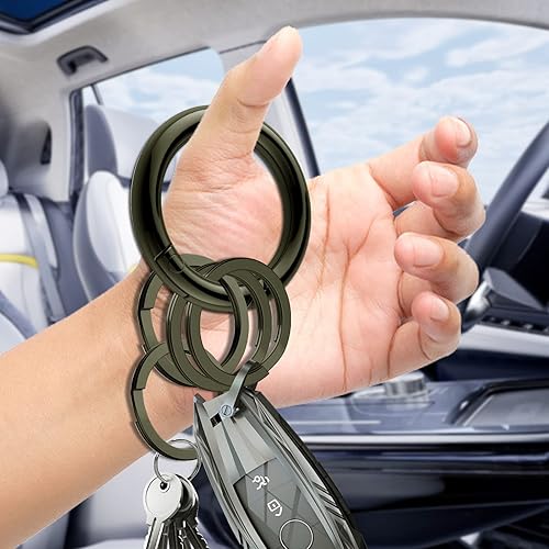 Miniatura 5 de Idakekiy Llaveros planos, 10 piezas de 1.18 pulgadas, llaveros divididos a granel resistentes y fuertes con clip de anillo para el hogar, coche,