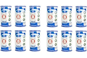 Intex 29005E Easy Set Type B Filter Pump Cartridge for Clean Swimming Pools, 12-Pack
