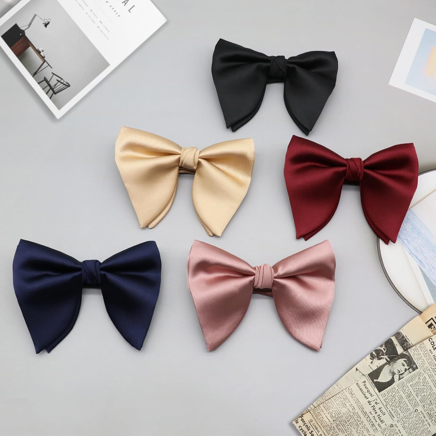 Oversized Bow Ties for Men Adjustable Satin Bowtie Pretied Mens Bow Tie for Wedding Party Graduation Casual - Image 6