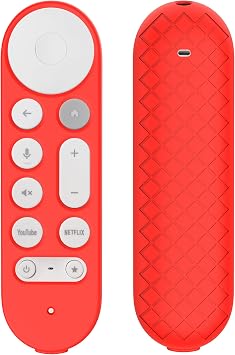Cover Case for Google TV Streamer 4K 2024 Voice Remote Red Silicone Sleeve with Lanyard