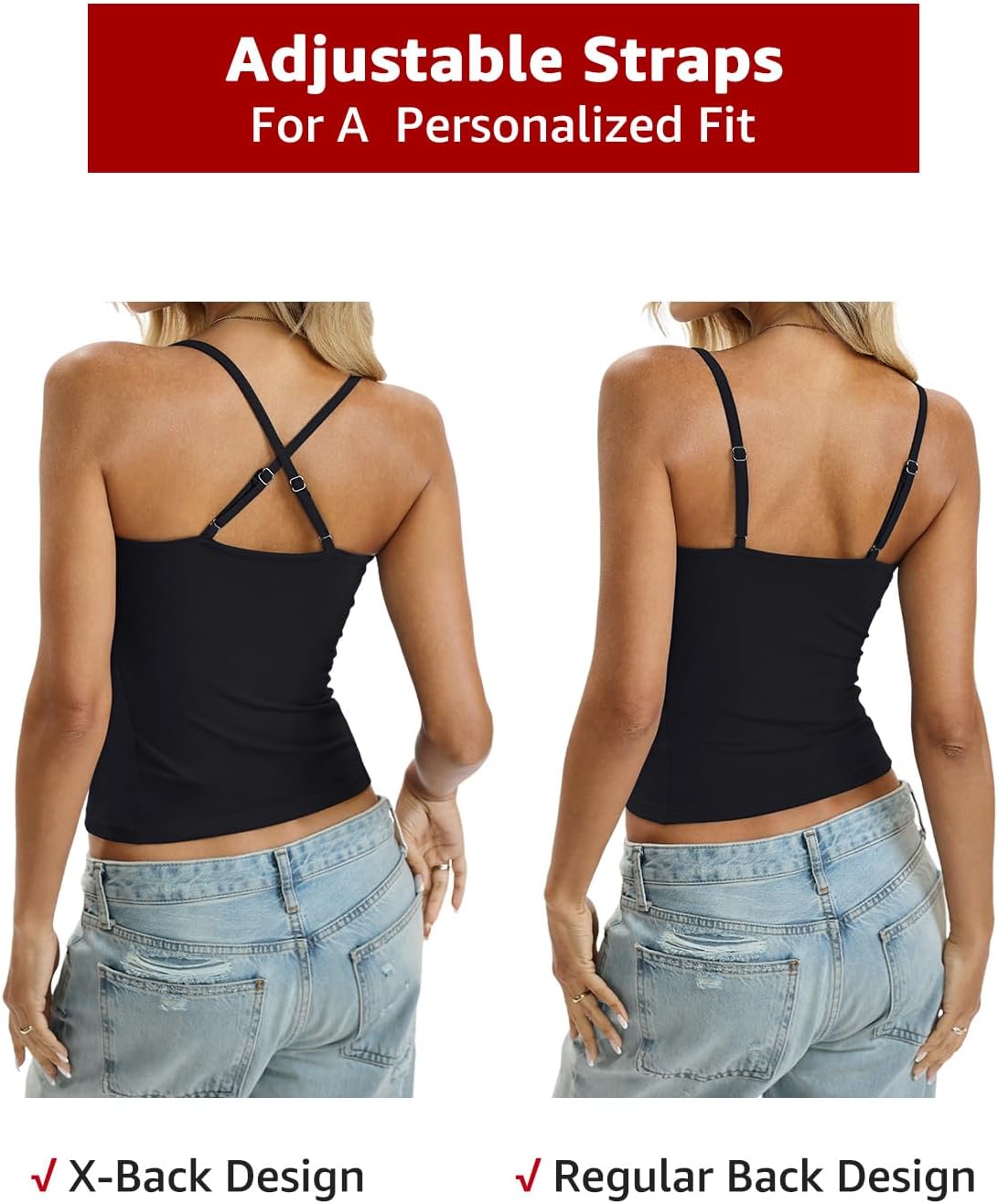 Womens Cotton Camisoles Lace V Neck Tank Top Spaghetti Strap Slim Fitted Sexy Cami Tops Going Out Cute Shirts - Image 6