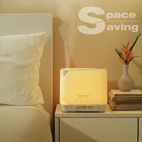 Vista 4 de ASAKUKI 700 ml Premium Essential Oil Diffuser, 5 in 1 Ultrasonic Aromatherapy Fragrant Oil Vaporizer Humidifier, Timer and Auto-Off Safety Switch, 7