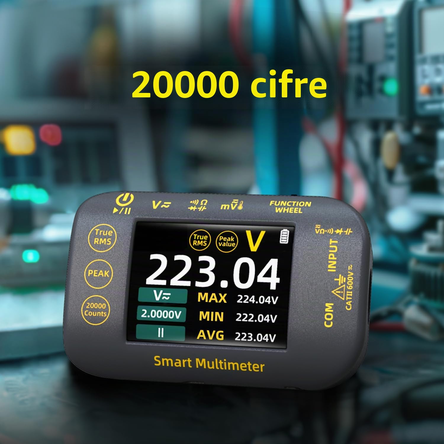 BSIDE Mini Multimetro digitale 20000 conteggi TRMS Multimetro portatile 1000V Voltmetro Ricaricabile 2.8'' LCD Tester Misura AC/DC Tensione Resistenza Capacitanza Diodo Temperatura