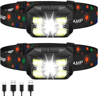 2 Pack Rechargeable LED Headlamps - Super Bright Head Lights for Kids & Adults