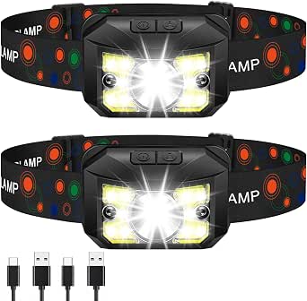 2 Pack LED Headlamp Rechargeable, Super Bright Head Lamps for Adults & Kids