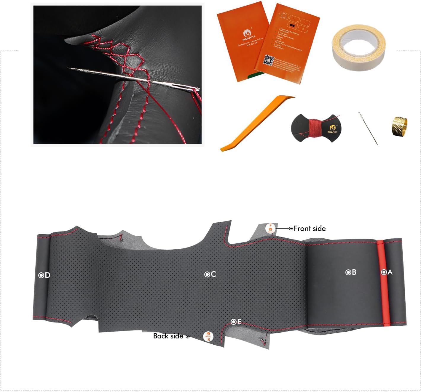 MEWANT Hand Stitch Customized Steering Wheel Cover Wrap for Hyundai Sonata 2020-2023 Steering Wheel Protector Steering Wheel Accessories for Hyundai Sonata