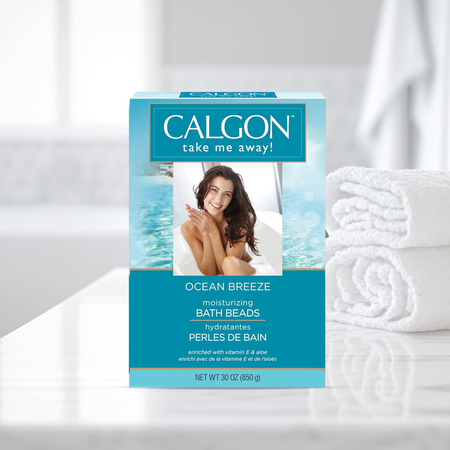 Calgon Ultra-Moisturizing Bath Beads, Ocean Breeze, 30 Ounce (Pack of 2)