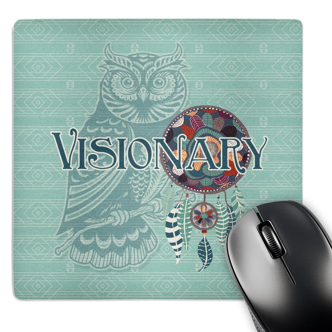 3dRose, Purple Owl Native American Animal Spirit with Dream Catcher Visionary, Mouse Pad