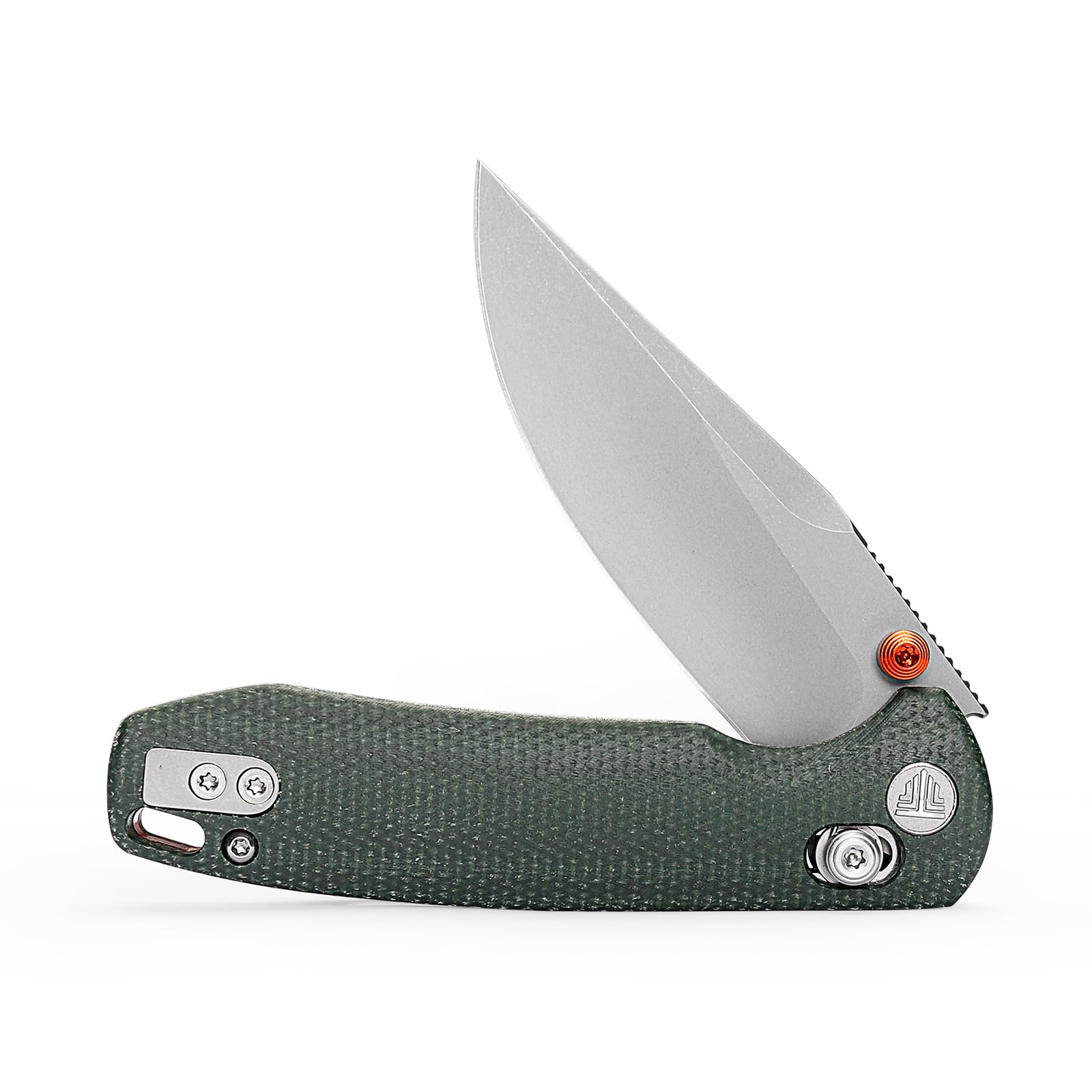 TRIVISA Klappmesser, Taschenmesser mit Crossbar Lock, Klinge aus 14C28N-Stahl, Gentlemen Messer mit Clip, EDC-Messer für Wanderungen und Camping (Grün)