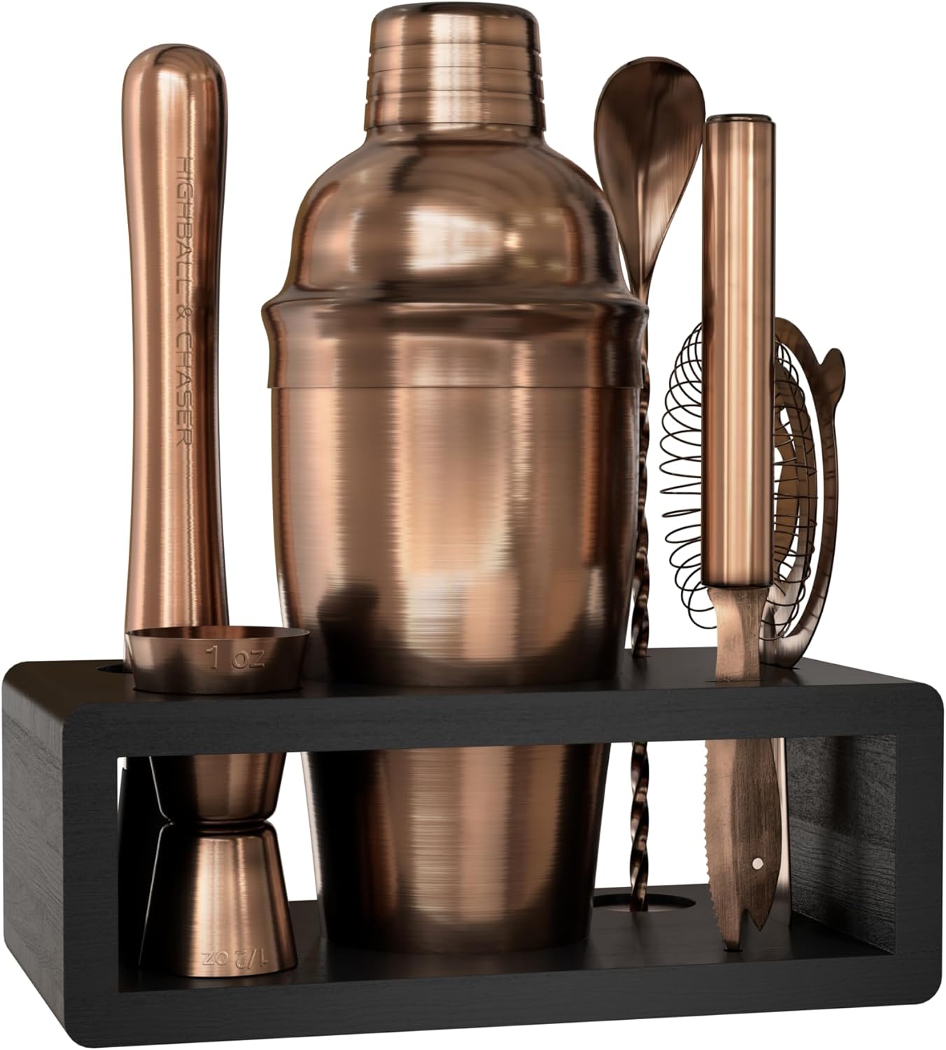 Highball & Chaser 13-Piece Boston Cocktail Shaker Set Stainless Steel Mixology Bartender Kit With Stand For Home Bar Cocktail Set | Laser Engraved Cocktail Tools | Plus E-Book with 30 Cocktail Recipes - Thumbnail 2