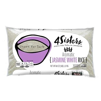 4Sisters - Premium Long Grain Aromatic Jasmine White Rice - Sustainably Grown - Women Owned - Farm to Table 5 lb
