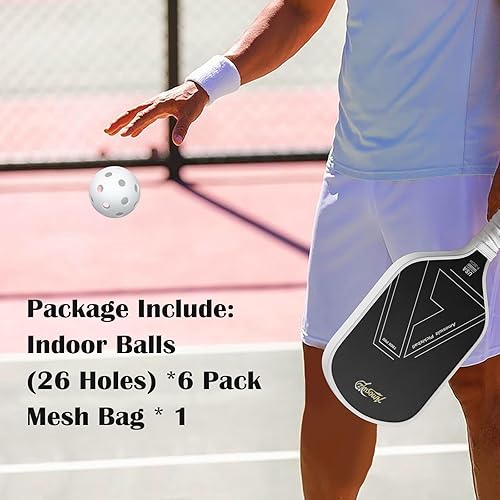 Miniatura 6 de Bolas de pickleball para interiores, paquete de 6 bolas de pickleball de 26 agujeros, juego de bolas de pickleball para interiores, bolas de
