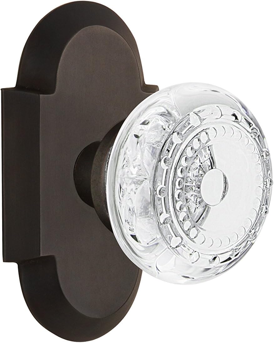 Nostalgic Warehouse 751897 Passage Cottage Plate with Crystal Meadows Knob, 2.75", Oil-Rubbed Bronze