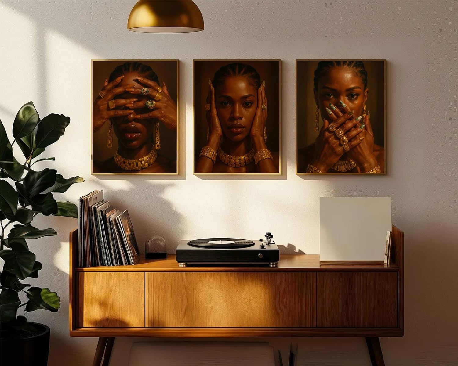 3Pcs Black Girl Wall Art Fashionable African American Black Female Painting Picture Wall DÉCor Abstract Aesthetics Black Girls Gestures Poster Print Artwork For Living Room Bedroom 16x24in Unframed