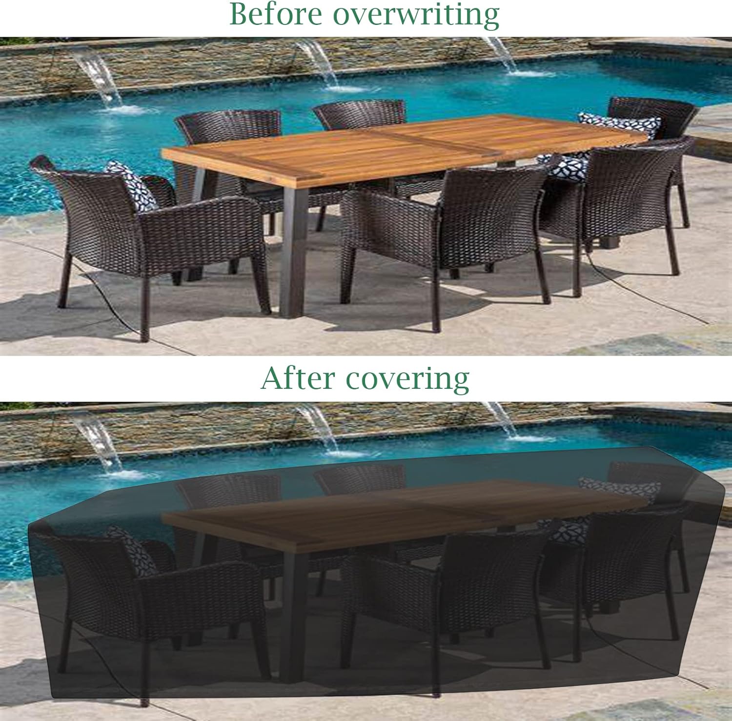 Patio Furniture Covers 84" L x 52" W x 29" H, Garden Furniture Covers Waterproof, Heavy Duty Patio Furniture Covers, Dust Proof Tear-Resistant Protection Table And Chair Cover Heavy Duty, Black