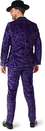 Suitmeister Men's Costume - Pimp Faux Fur Halloween Party Slim Fit - Purple