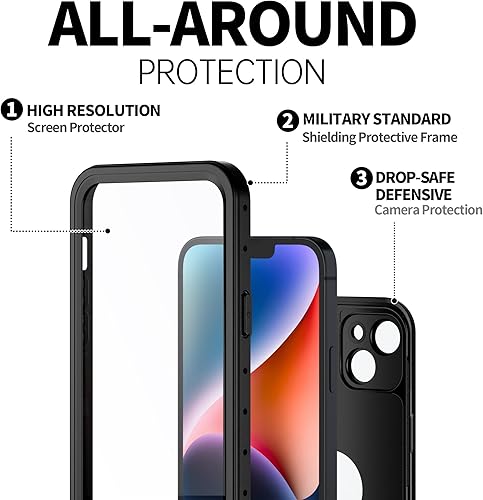Miniatura 5 de BEASTEK Funda impermeable para iPhone 14 Plus, a prueba de golpes, a prueba de polvo, IP68 bajo el agua, serie NRE con protector de pantalla