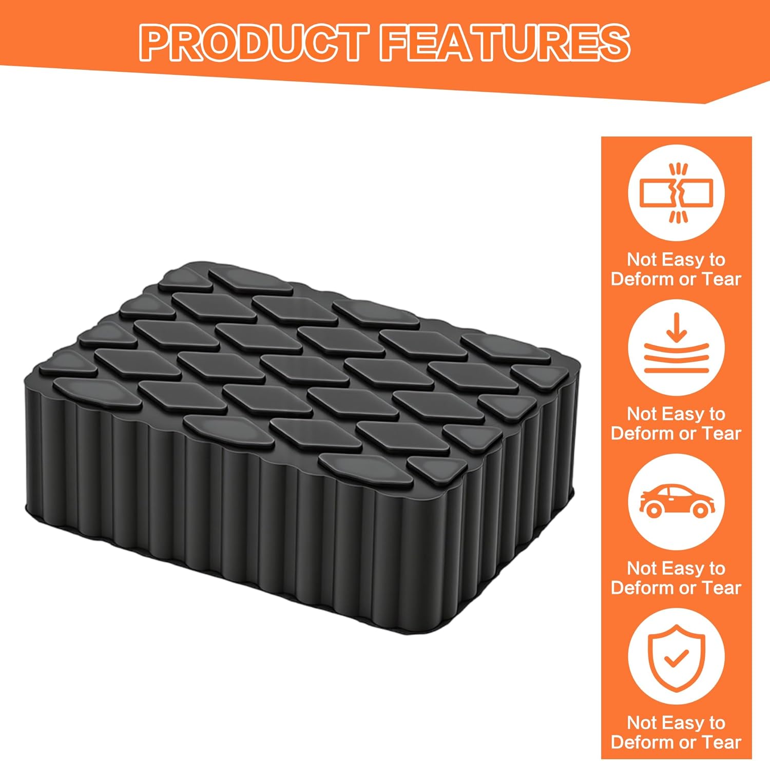4 Pack Solid Rubber Auto Lift Pads 6.3" x 4.7" x 2", Heavy Duty Anti-Skid Block Spacer for Car Lifts, Jacks & Racks and Repair Racks, Universal Replacement Jack Pads, 3000 lb Capacity
