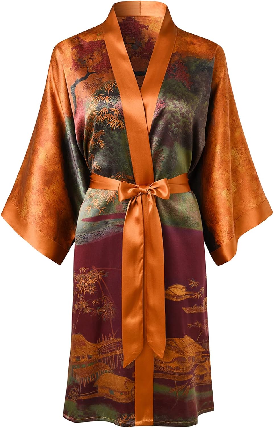 Ledamon Women's 100% Silk Kimono Short Robe