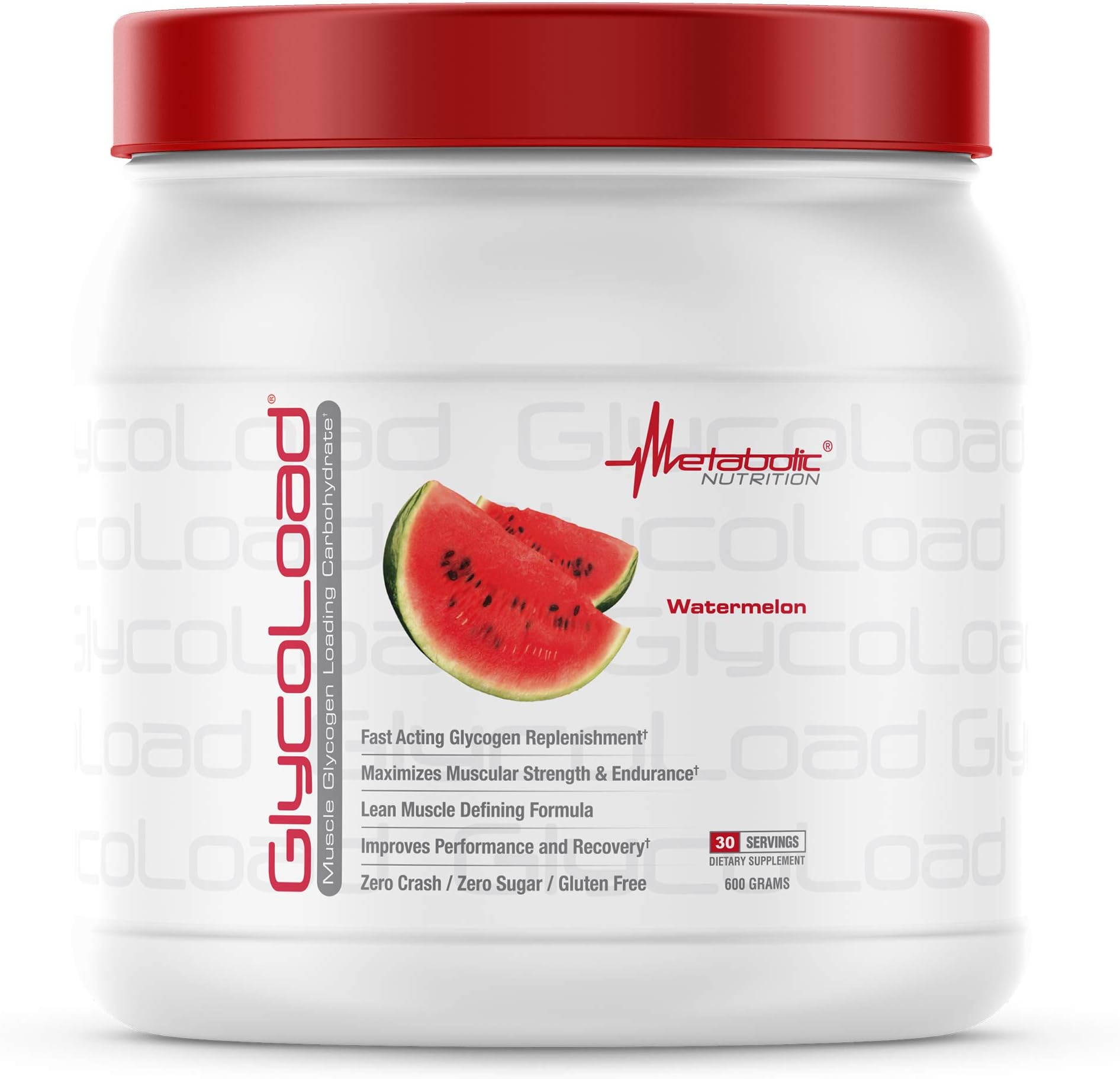 Metabolic Nutrition, Glycoload, 100% Micronized Cyclic Cluster Dextrin Carbohydrate Powder, Muscle Glycogen Loading Carbohydrate, Pre Intra Post Workout Supplement, Watermelon, 600 gm (30 ser)