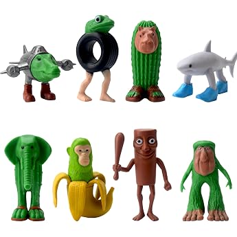 Pack of 8 Italian Brain Red Figures Tung Tung Tung Sahur Figure Tralalero Tralala Figure Toys Italian Brain Red Meme Shark Figures Brain Red Animals Figurines for Children Adults