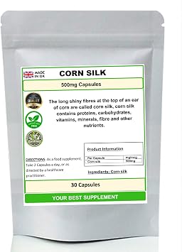 Corn Silk Capsules 500mg- Pure no additive High Strength 30
