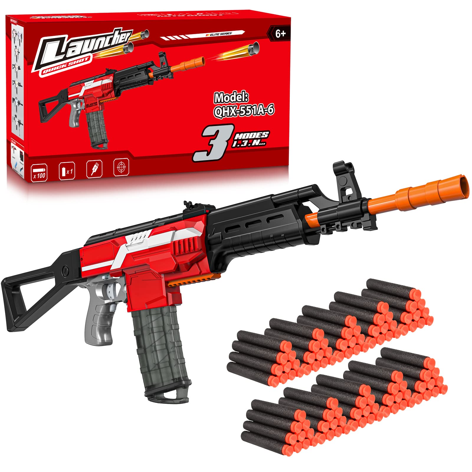 Holiky DIY Electric Automatic Toy Guns for Nerf Guns Bullets, 3 Modes Burst Soft Blaster Toys