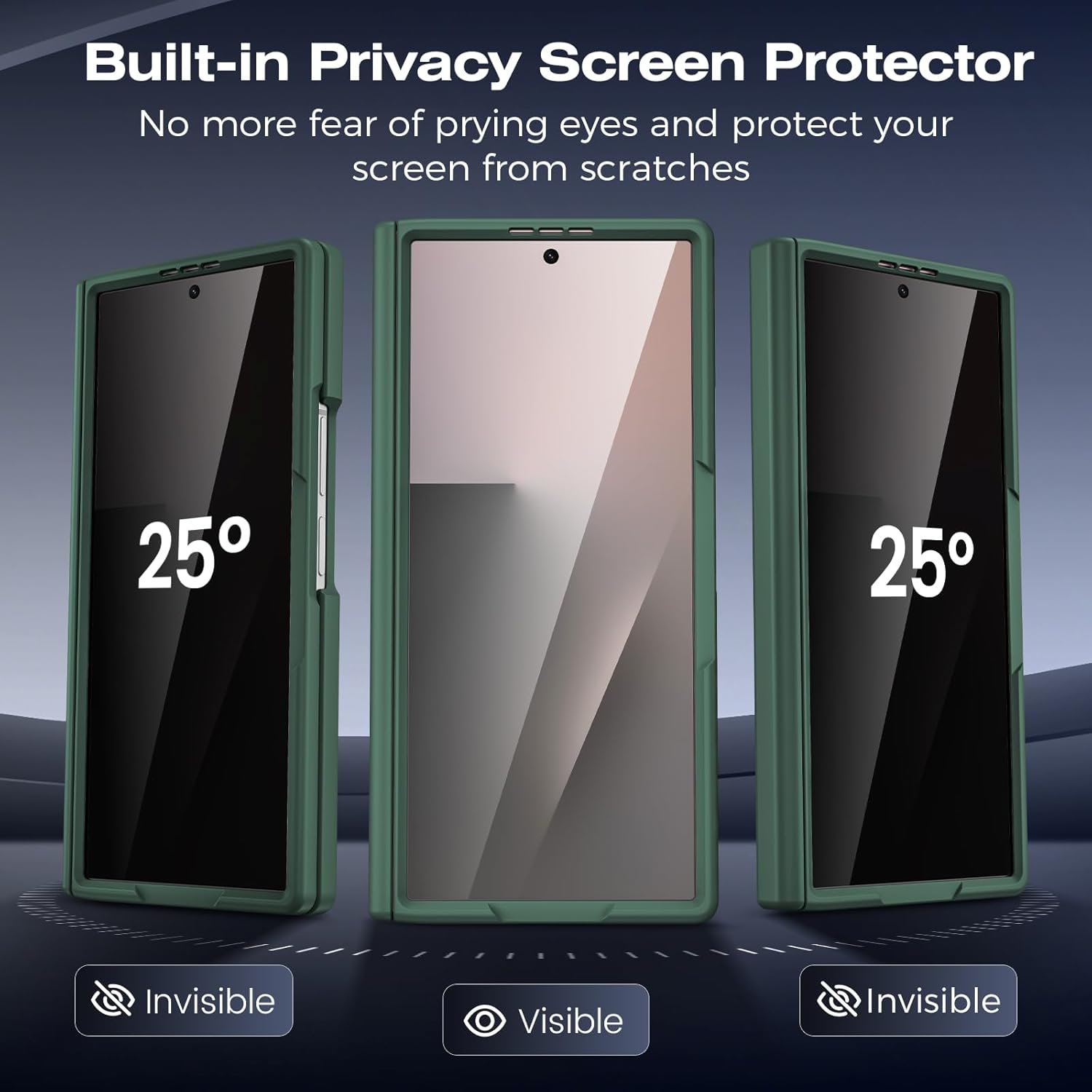 Ruky for Z Fold 7 Case, [Compatible with MagSafe] with Built-in Privacy Screen Protector & Hinge Protection, Protective Translucent Hard Magnetic Magnet Phone Case for Samsung Galaxy Z Fold 7, Green
