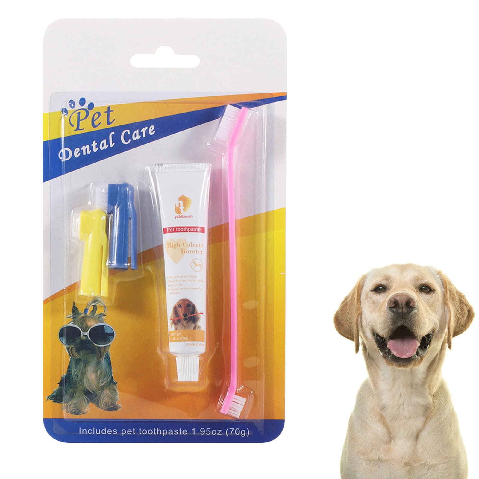 Set Dental para Perros,Set Higiene Dental para Perros,Incluye cepillos y Pasta Dentrífica,Kit de Cuidado Dental para Perros,Dentífrico Perros,Cepillos Dientes Caninos,Dog Toothpaste,Higiene Dental