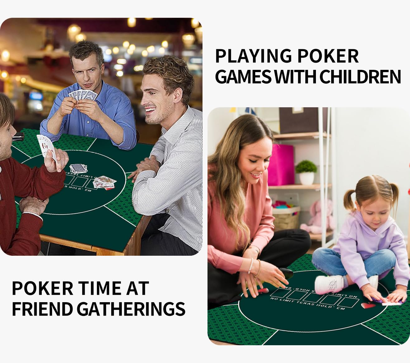 Tapis de poker carré en caoutchouc pour tables de poker 80/100/120/140/160 cm - Vert - 80 x 80 cm