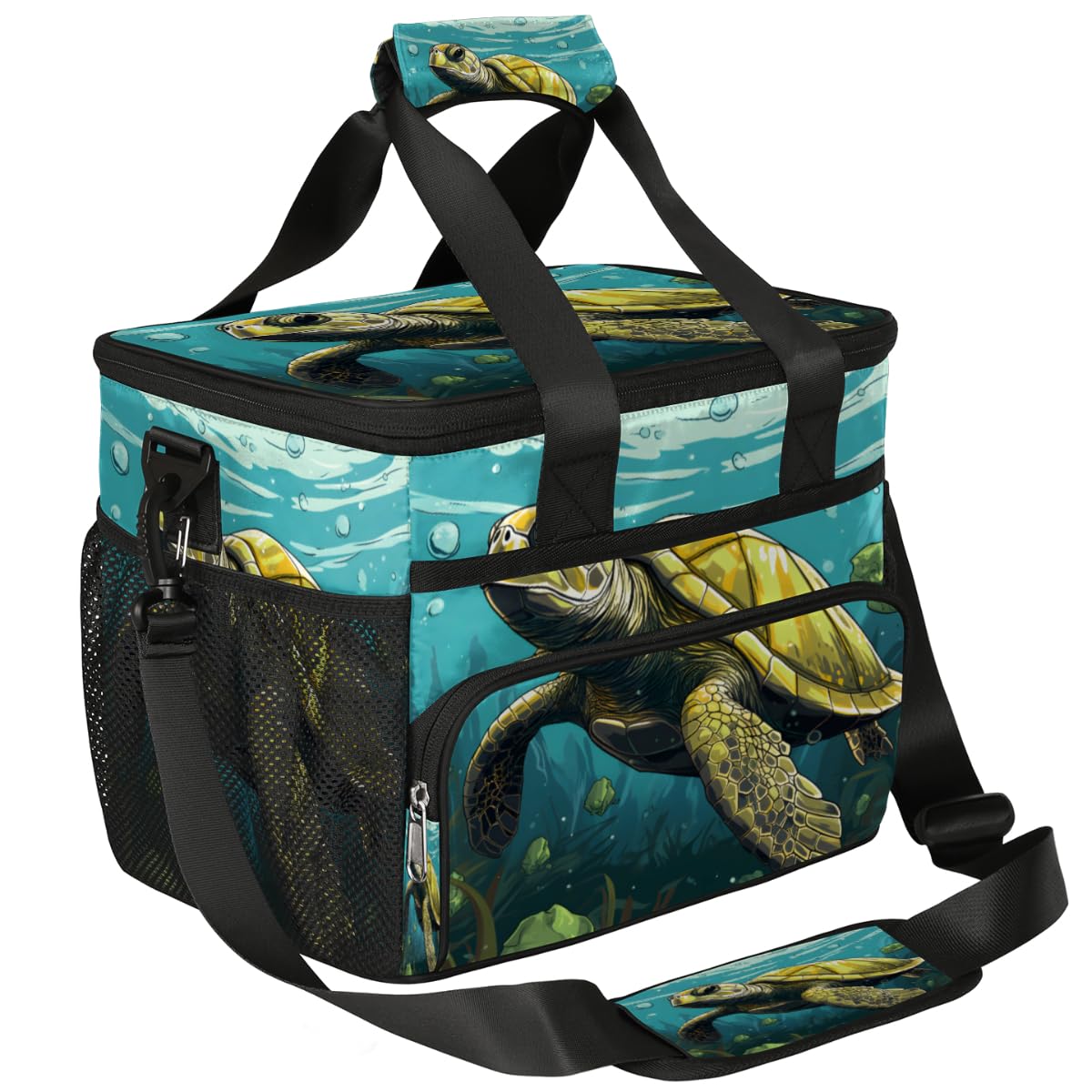 Underwater Animal Insulated Picnic Backpack Lunch Box for Women Men Picnic Basket Tote Lunch Bag Picnic Bag Portable Lunch Bags for Picnic, Beach, Work, Trip,Office, Camp Sea Turtle