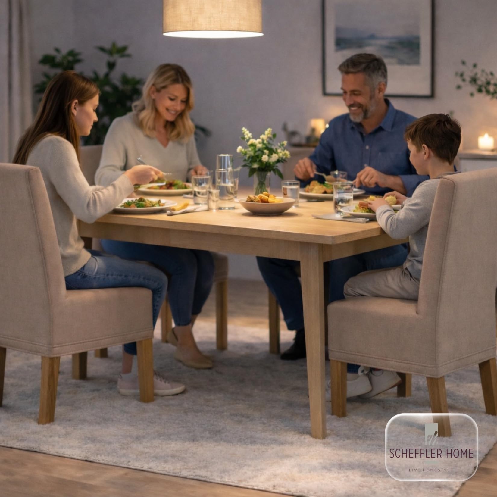 Scheffler Home Stuhlhussen 6er Set Taupe Jersey Baumwolle Emma | Waschbare Stuhlbezüge, Stretch Chair Cover für Hochlehner, Polsterstühle und Esszimmerstühle, Öko-Tex zertifiziert