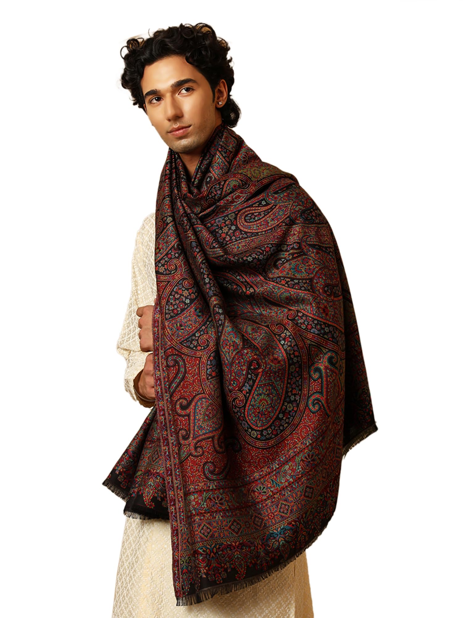 tweedle Men’s Ruhani Kashmiri Kani Shawl | 40 x 80 inch | Pashmina Style Stole/Scarf for Gents-picture-37