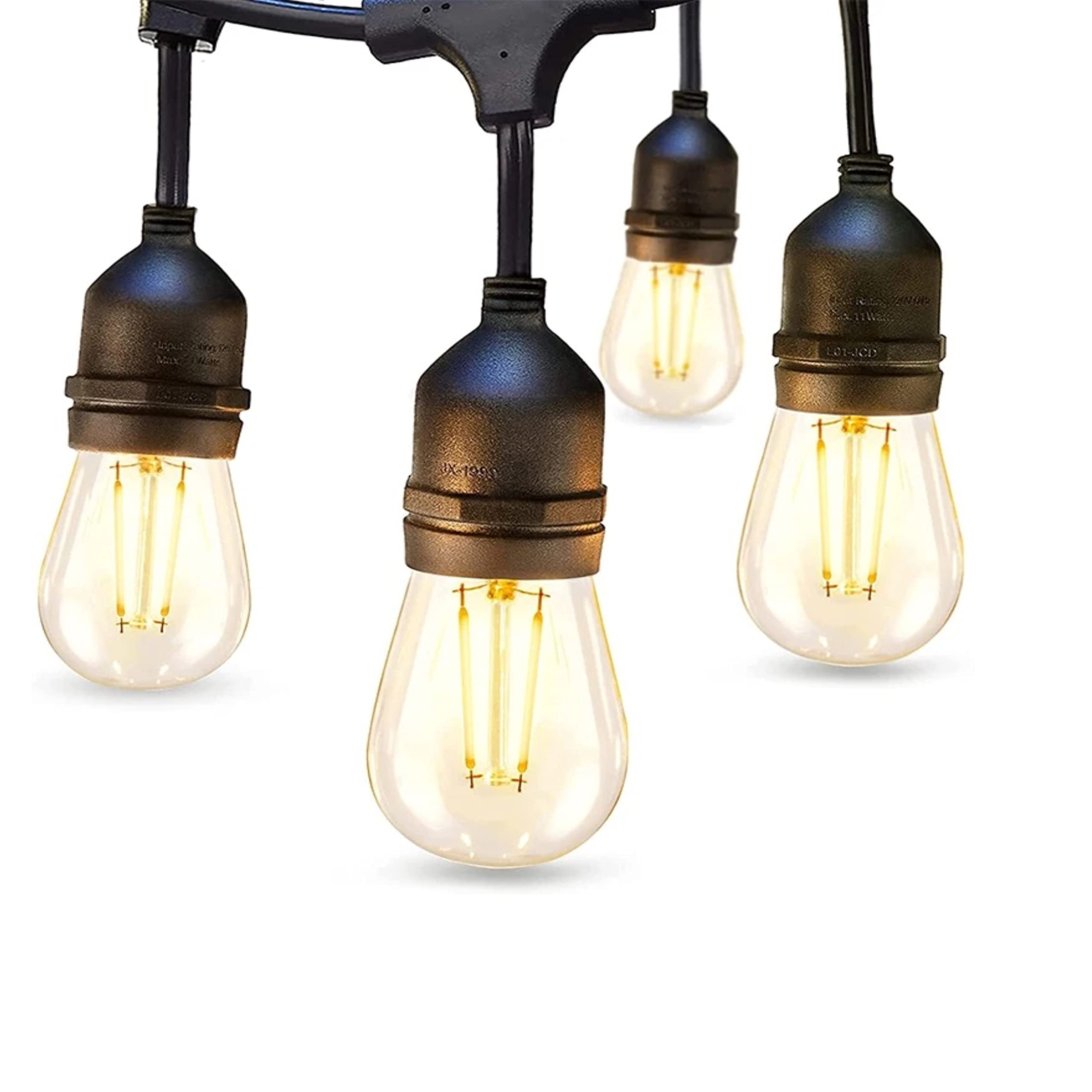 NEXT LIFE 33 FT Outdoor String Lights Commercial Great Weatherproof Strand Edison Vintage Bulbs With 20 Hanging Sockets, Heavy Duty Decorative Cafe Patio Lights for Garden (G45 Clear Glass)