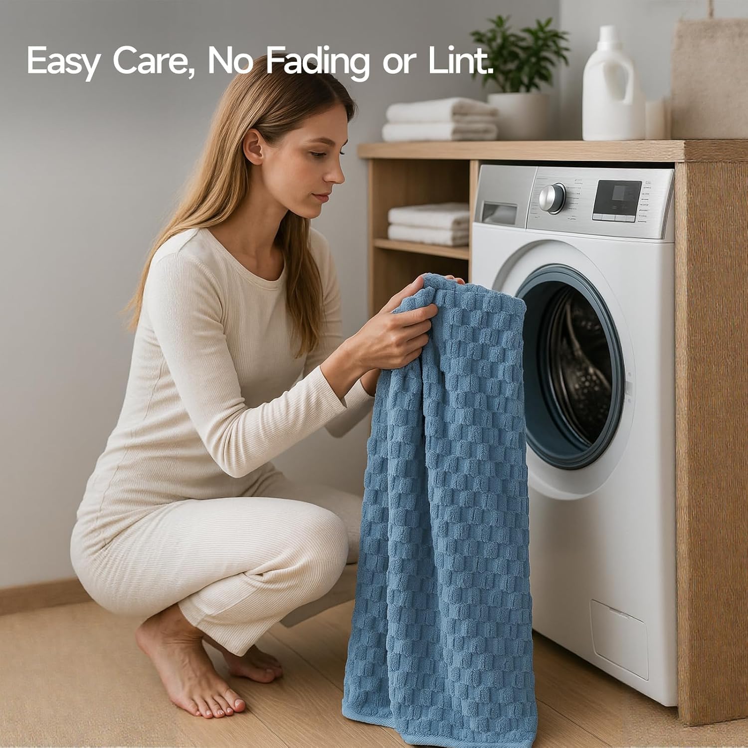 Grande serviette de bain en microfibre de 10 à 68,6 x 140,3 cm, très absorbantes, à séchage rapide, super douce, non pelucheuse et moelleuse pour salle de sport, spa (gris + bleu)
