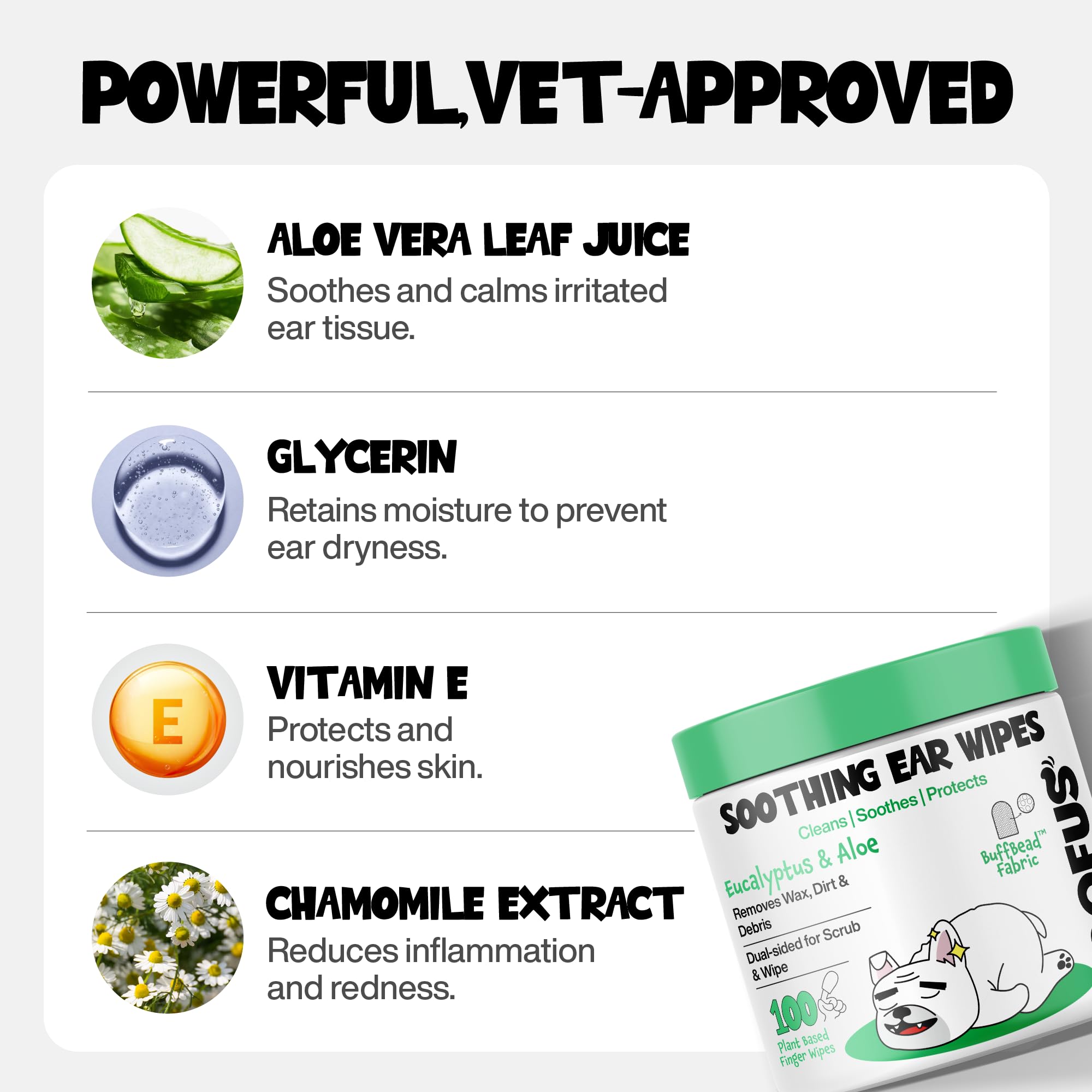 Dog Ear Cleaner Wipes 100 Counts - Vet-Recommended Pet Ear Wipes to Remove Wax, Dirt, Relieve Ear Itching & Inflammation for Dogs & Cats - image 4