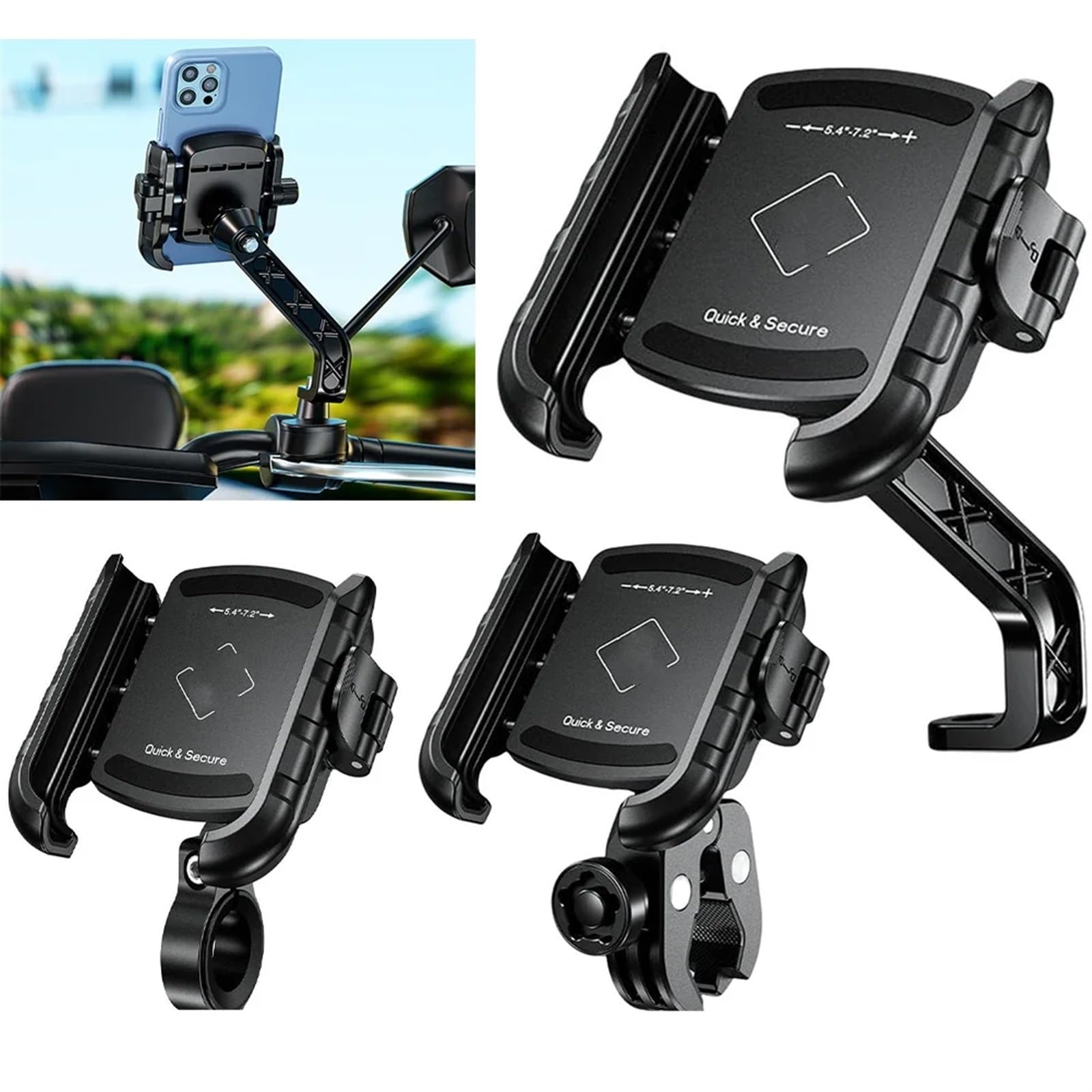Supporto Cellulare Moto Supporto Per Telefono Per Moto Alluminio Manubrio Bicicletta Cellulare Girevole A 360° Scooter Bici(M8S Without Charger)