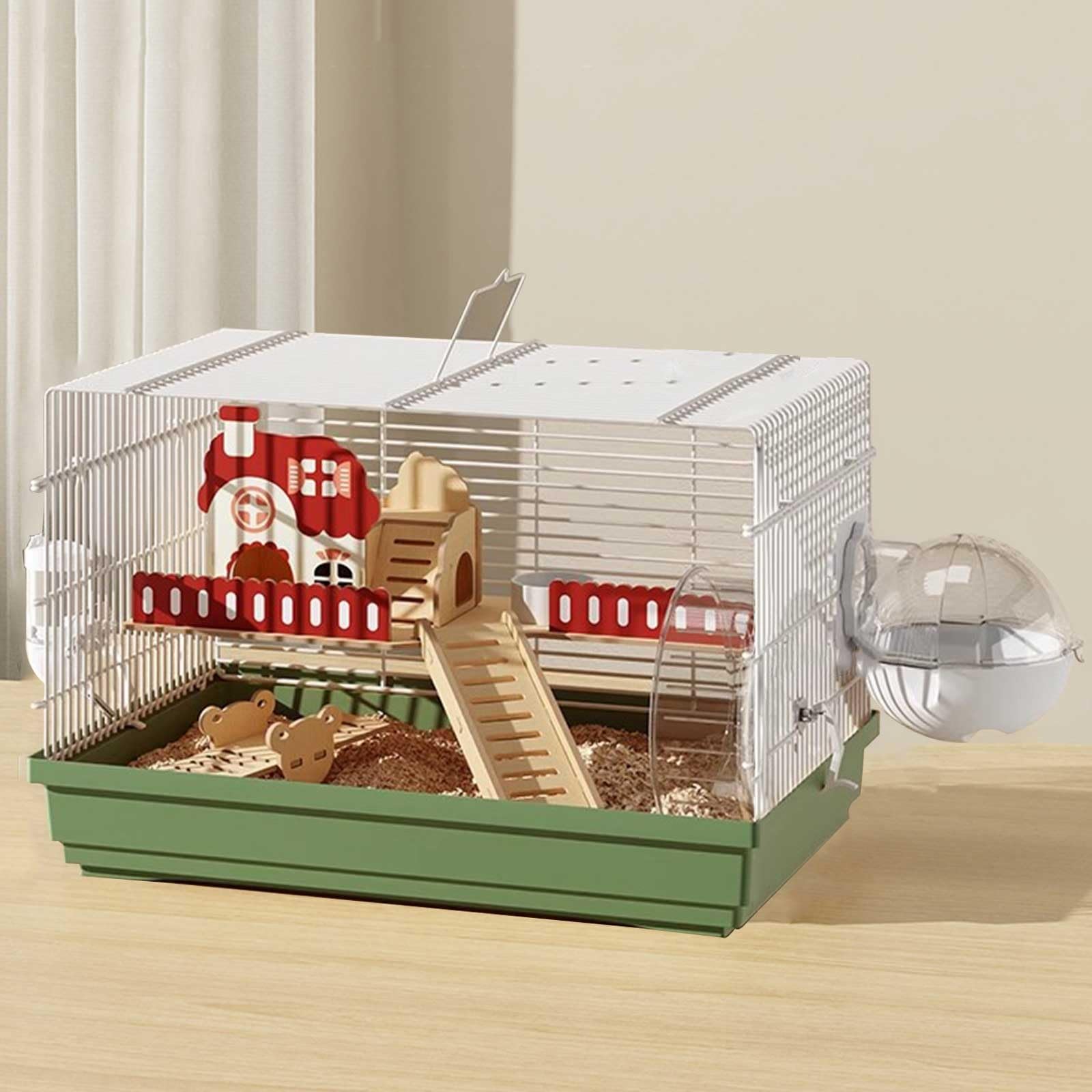 Gabbie e Habitat per Criceti, Cage Hamster con Accessori per Criceti tra Cui Ciotola per Cibo, Bottiglia d'Acqua, Recinto per Ricci, Gabbia per Piccoli Animali(Green)