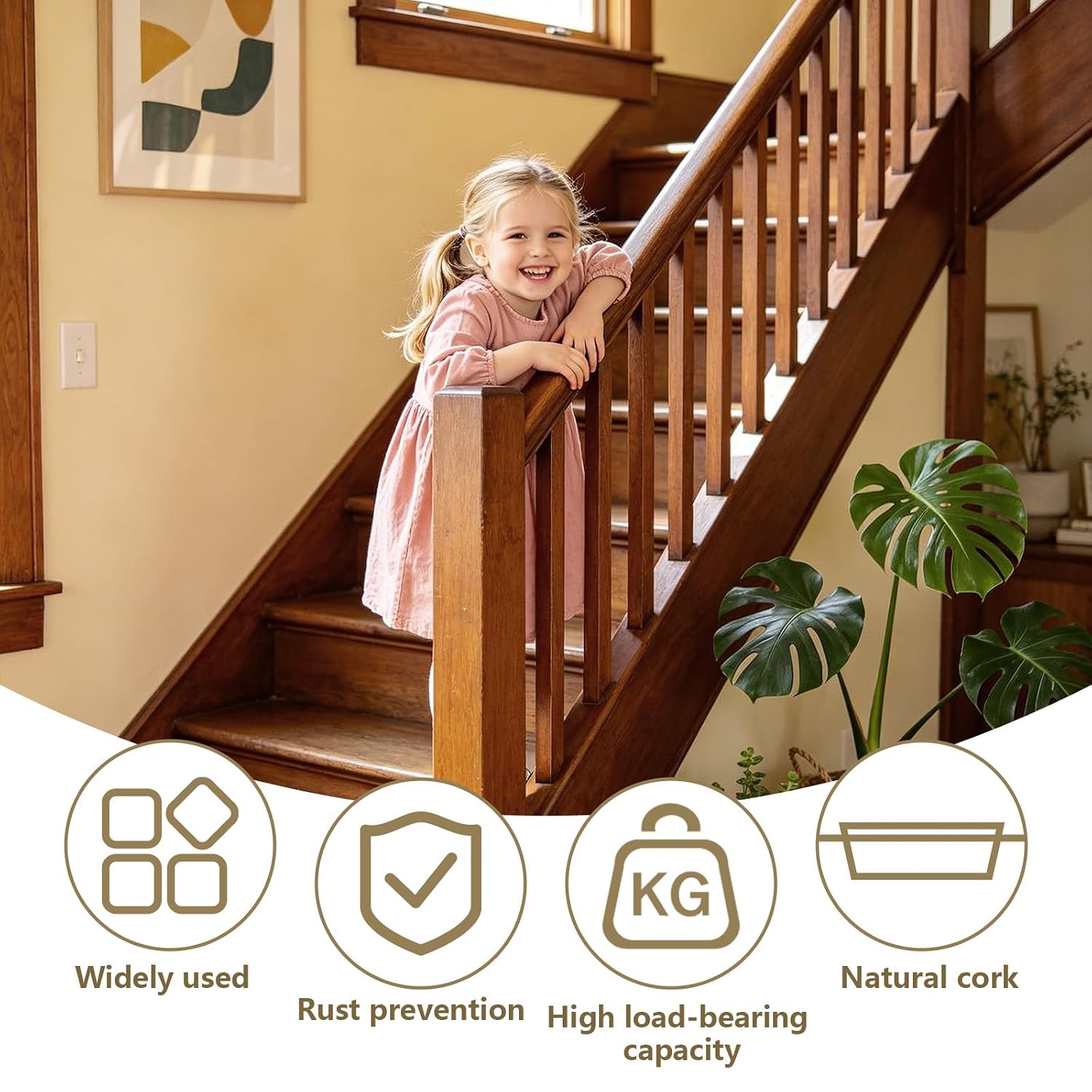 2pcs Wood Newel Post Mounting Kit, Hidden Newel Post Fastener Anchors Post Connect Handrails to Staircase, Newels for Residential Commercial Stair Railing, Deck Baluster (2)